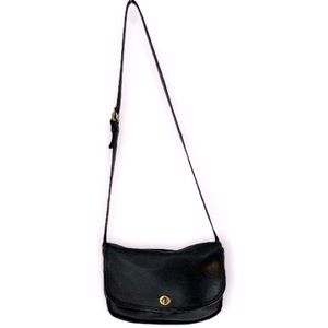 COACH 9790 CITY BAG BLACK LEATHER FLAP SADDLE CROSSBODY BAG PURSE